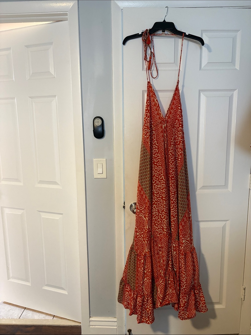 Zury Backless orange Patterned Maxi Dress - free size  silk blend